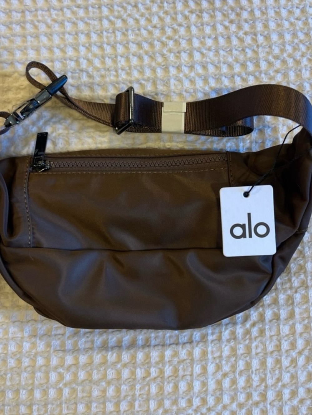 ALO Yoga Brown Belt Bag with Front Zip Pocket - Picture 2 of 3